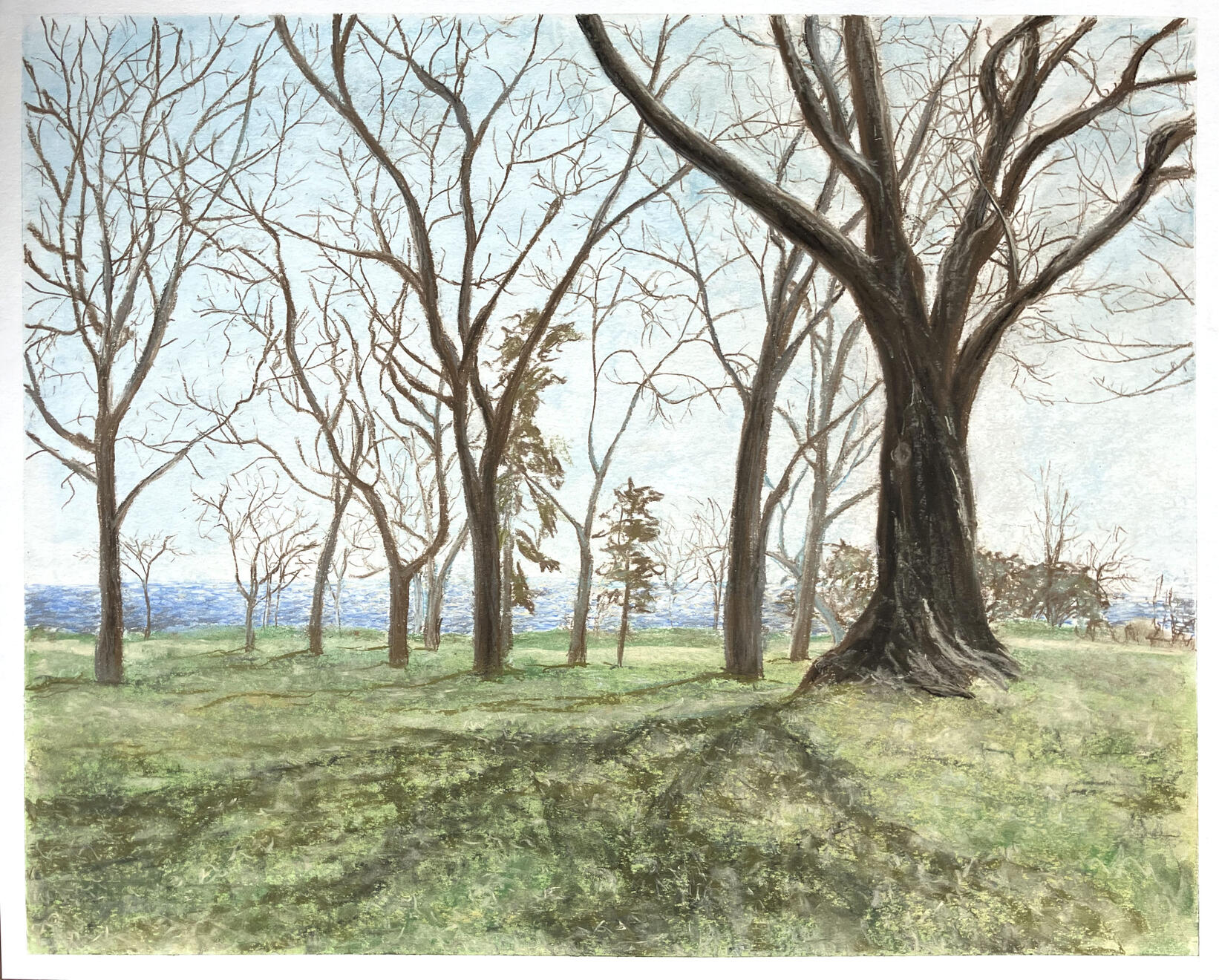 Plein Air in McKinley Park chalk pastel on paper 19"x24"