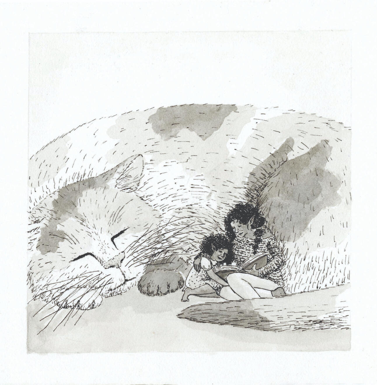 Cat Fairy ink on illustration board 5"x5"