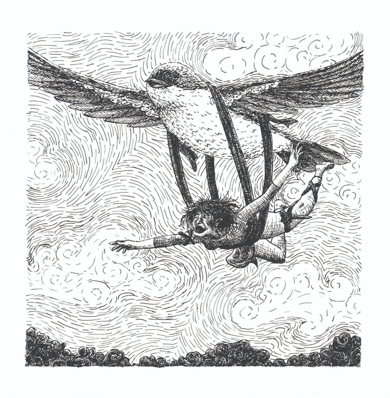 Bird Fairy ink on illustration board 5"x5"