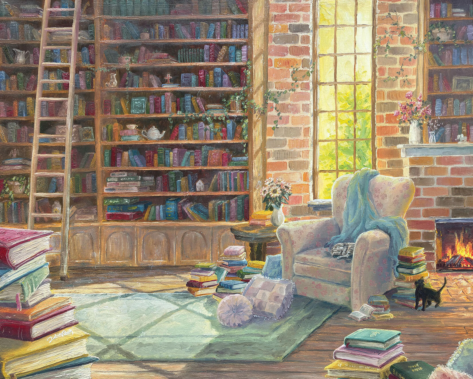 A Room Full of Books oil on canvas 16"x20"