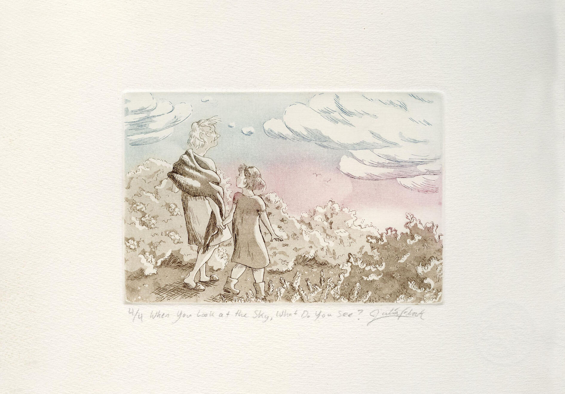 When You Look at the Sky, What Do You See? etching on copper 4"x6"