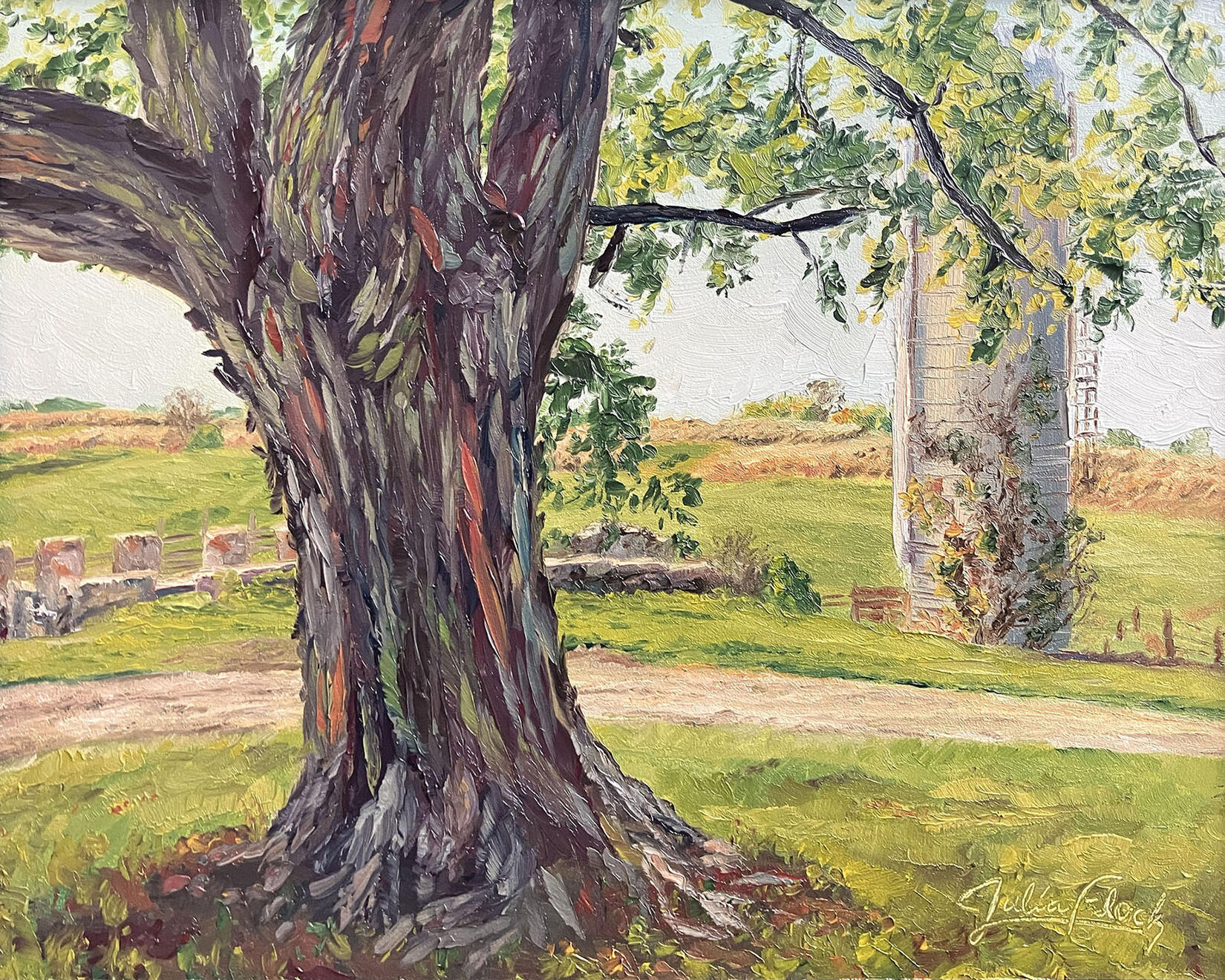 Great Tree on the Farm oil on panel 8"x10"
