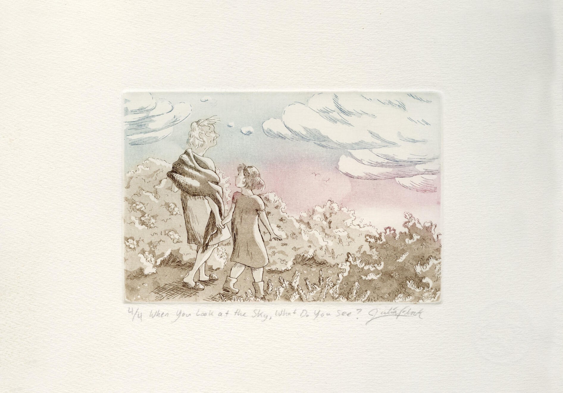 When You Look at the Sky, What Do You See? etching on copper 4"x6"