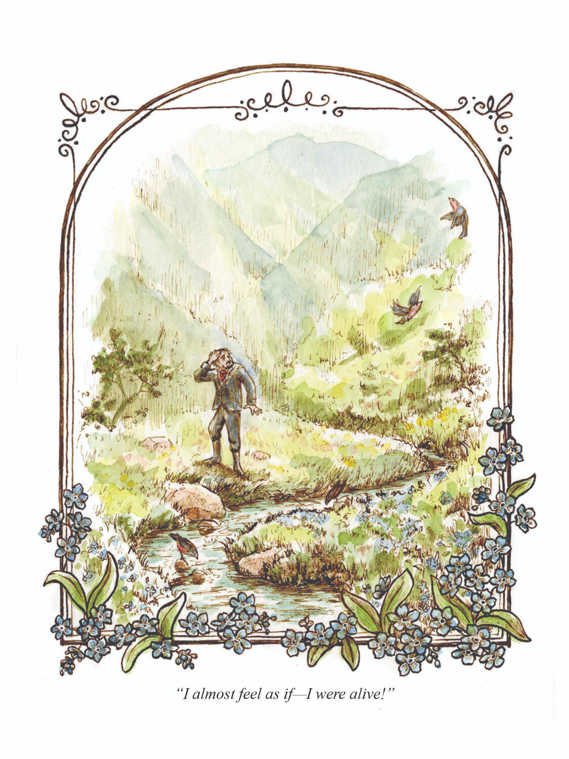 Mr. Craven, Watercolor and Ink, 2025. For Frances Hodges Burnette's The Secret Garden.